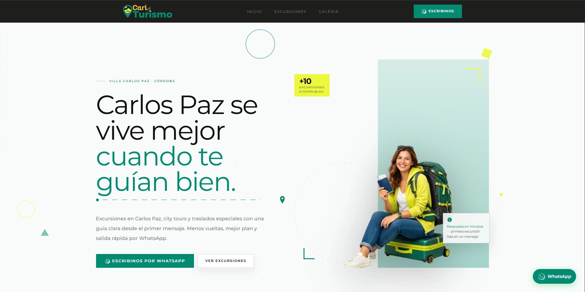 Cari Turismo - Landing Page + Conversion por WhatsApp